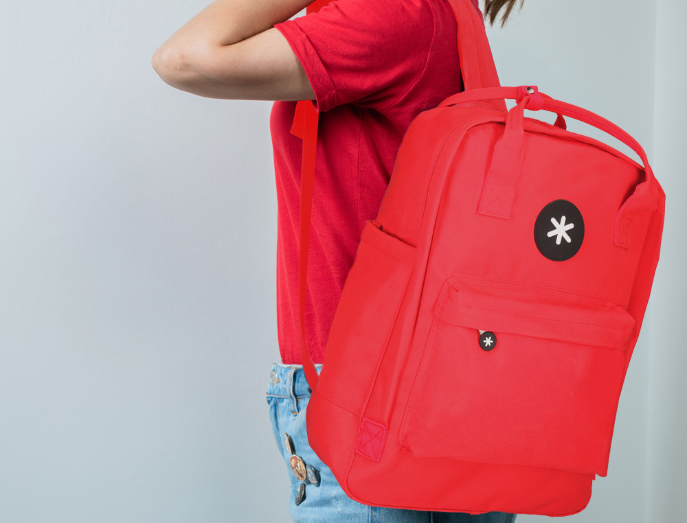 MOCHILA 2 ASAS E BOLSOS EXTERIORES VERMELHO 300X115X390 MM