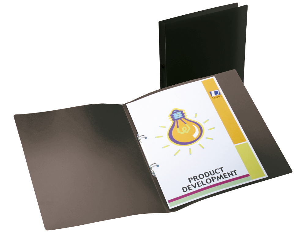 PASTA LIDERPAPEL POLIPROPILENO DIN A4 2 ANEIS REDONDOS MINI 15 MM PRETO OPACO
