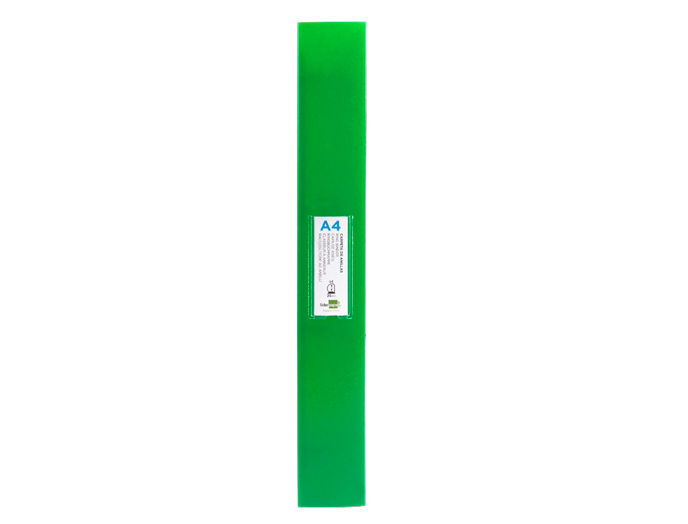 PASTA LIDERPAPEL POLIPROPILENO DIN A4 4 ANEIS 25 MM MISTOS VERDE MAÇA OPACO