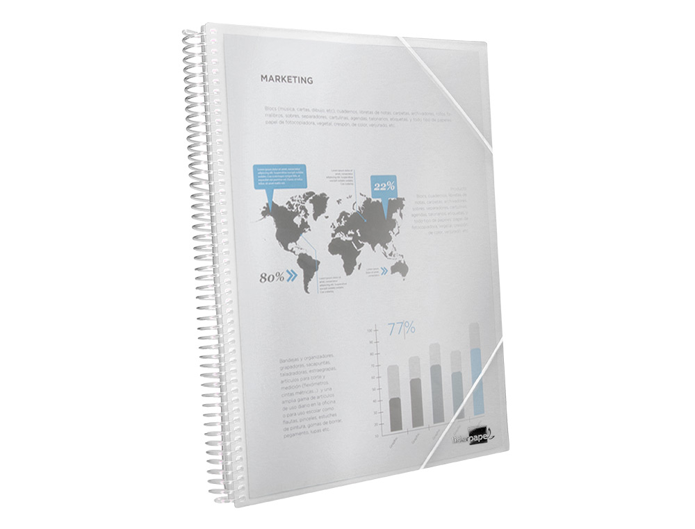 CAPA CATALOGO LIDERPAPEL COM ESPIRAL 40 BOLSAS POLIPROPILENO DIN A4 TRANSPARENTE