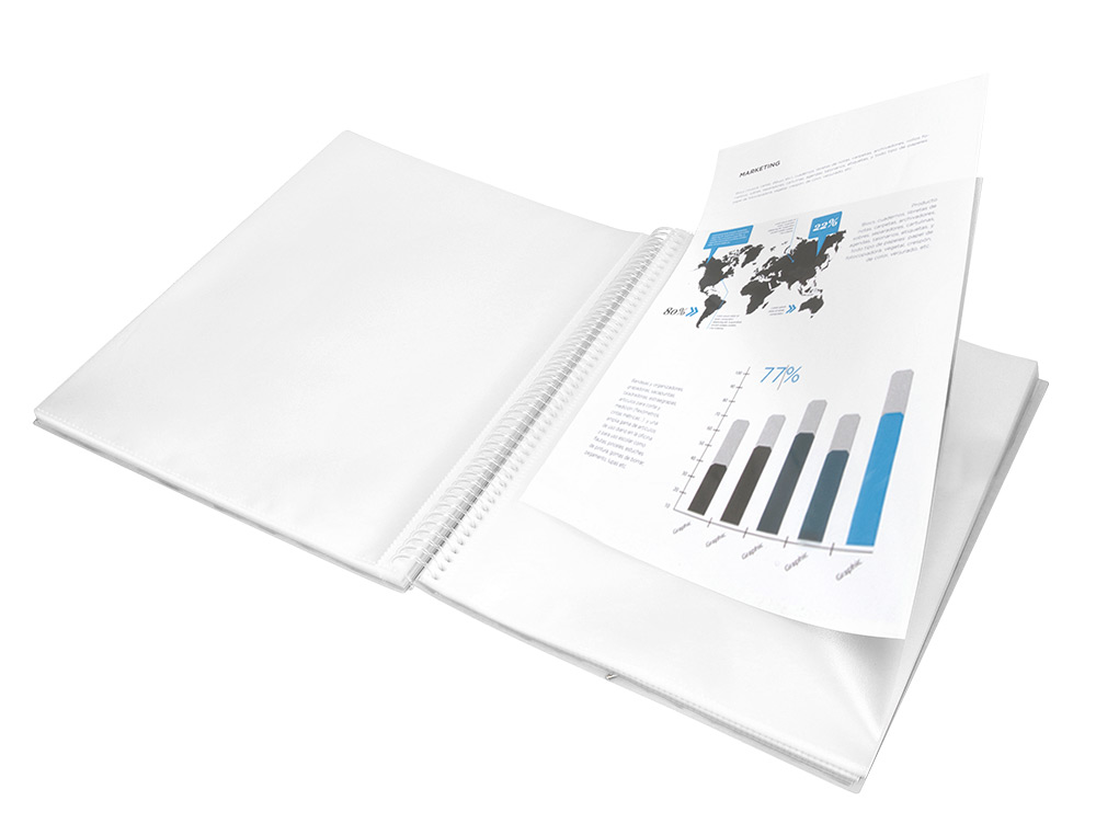 CAPA CATALOGO LIDERPAPEL COM ESPIRAL 40 BOLSAS POLIPROPILENO DIN A4 TRANSPARENTE