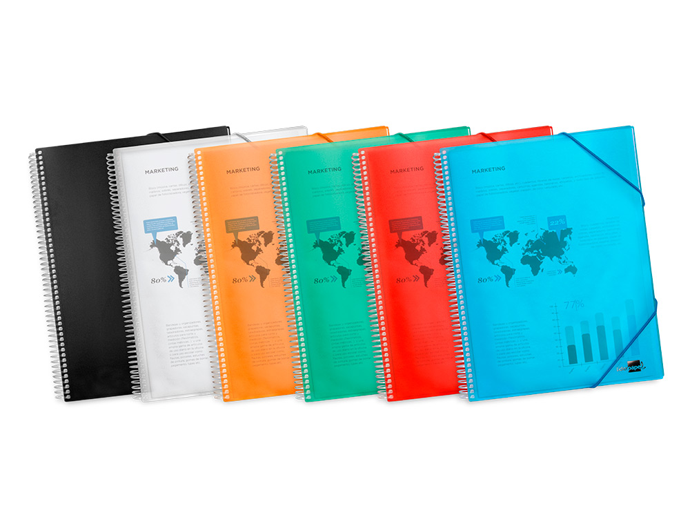 CAPA CATALOGO LIDERPAPEL COM ESPIRAL 40 BOLSAS POLIPROPILENO DIN A4 TRANSPARENTE