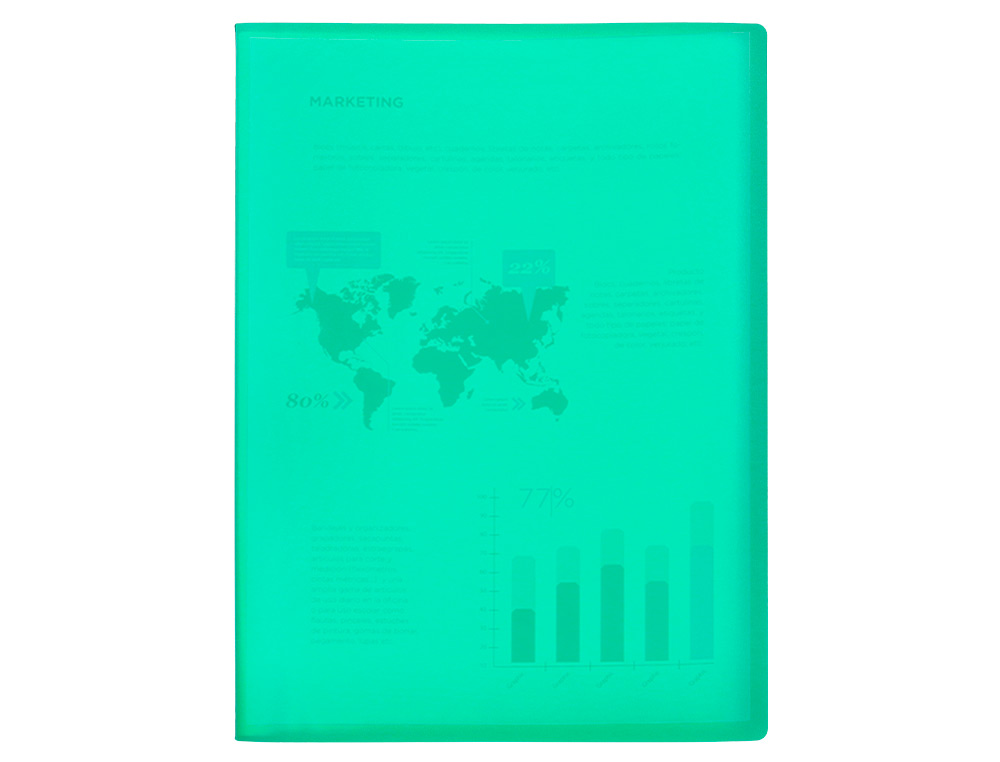 CAPA CATALOGO LIDERPAPEL 10 BOLSAS POLIPROPILENO DIN A4 VERDE TRANSLUCIDO