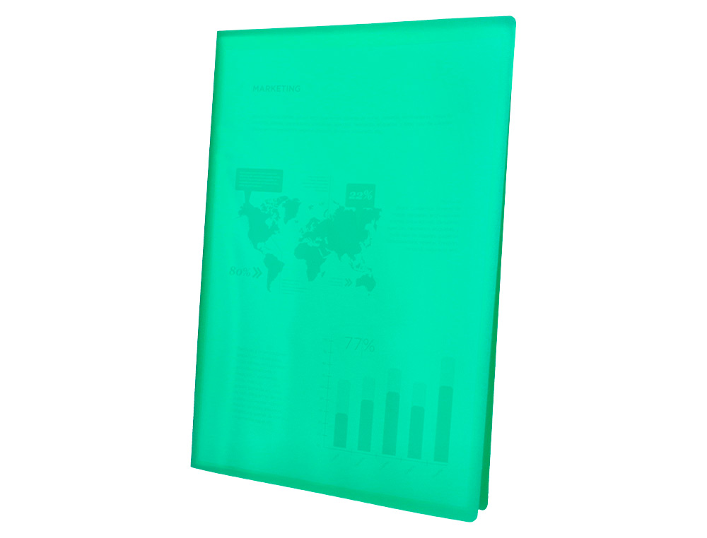 CAPA CATALOGO LIDERPAPEL 10 BOLSAS POLIPROPILENO DIN A4 VERDE TRANSLUCIDO