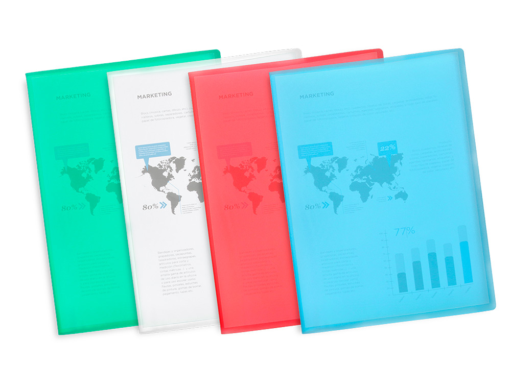 CAPA CATALOGO LIDERPAPEL 30 BOLSAS POLIPROPILENO DIN A4 VERDE TRANSLUCIDO