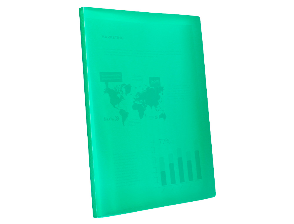 CAPA CATALOGO LIDERPAPEL 30 BOLSAS POLIPROPILENO DIN A4 VERDE TRANSLUCIDO