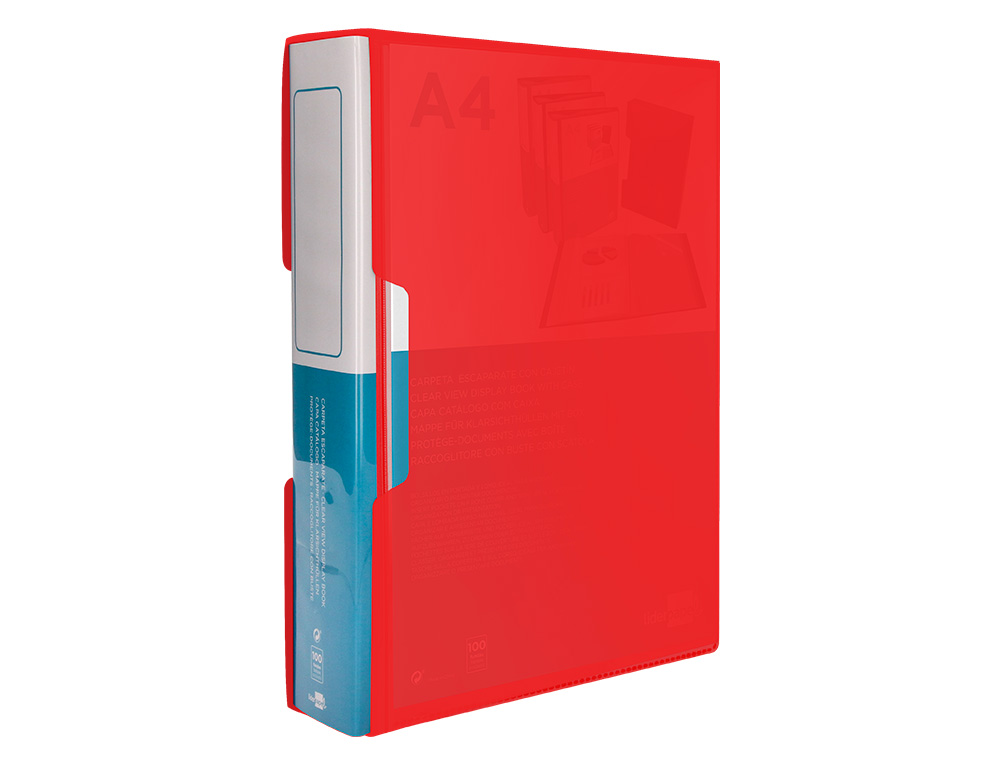 CAPA CATALOGO LIDERPAPEL 100 BOLSAS DIN A4 VERMELHO TRANSLUCIDO COM CAIXA