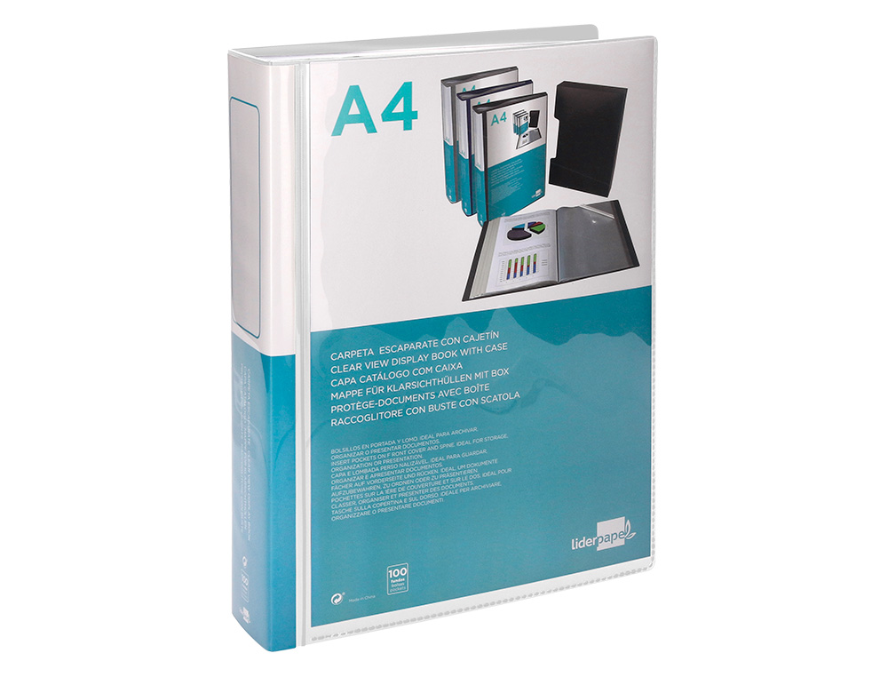 CAPA CATALOGO LIDERPAPEL 100 BOLSAS DIN A4 TRANSPARENTE COM CAIXA