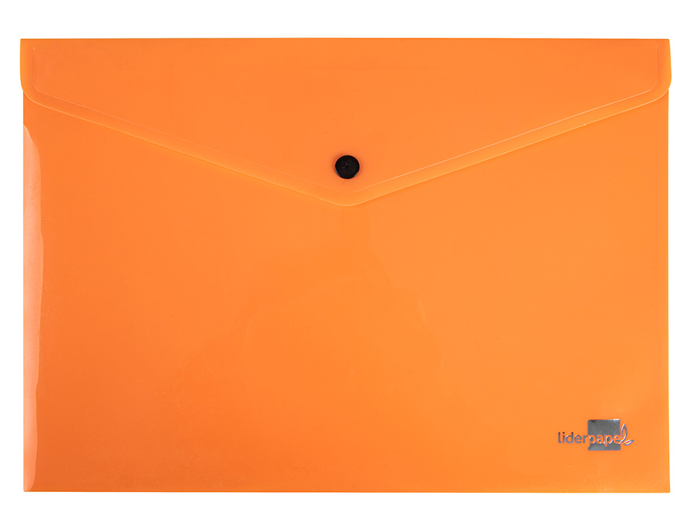 BOLSA PORTA DOCUMENTOS LIDERPAPEL COM MOLA DIN A4 LARANJA FLUOR OPACO 50 FOLHAS
