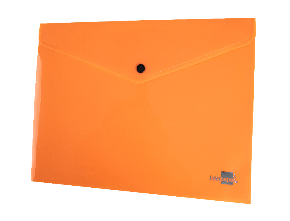 BOLSA PORTA DOCUMENTOS LIDERPAPEL COM MOLA DIN A4 LARANJA FLUOR OPACO 50 FOLHAS