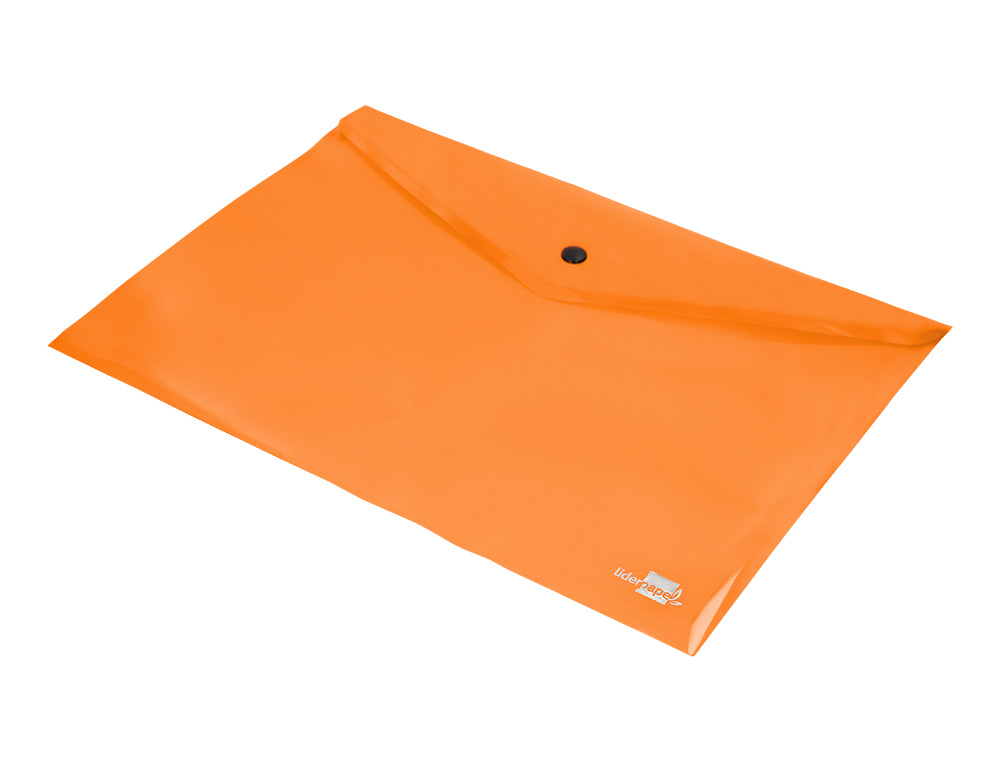 BOLSA PORTA DOCUMENTOS LIDERPAPEL COM MOLA DIN A4 LARANJA FLUOR OPACO 50 FOLHAS
