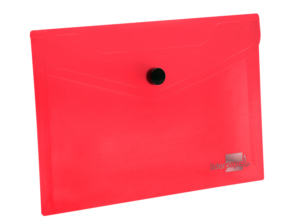 BOLSA PORTA DOCUMENTOS LIDERPAPEL COM MOLA DIN A7 VERMELHO TRANSLUCIDO