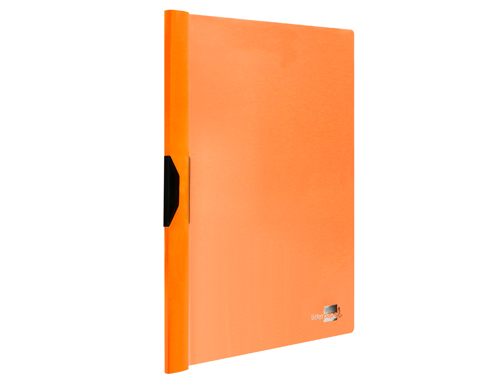 BOLSA DOSSIER LIDERPAPEL COM CLIP LATERAL DIN A4 LARANJA FLUOR OPACO 30 FOLHAS
