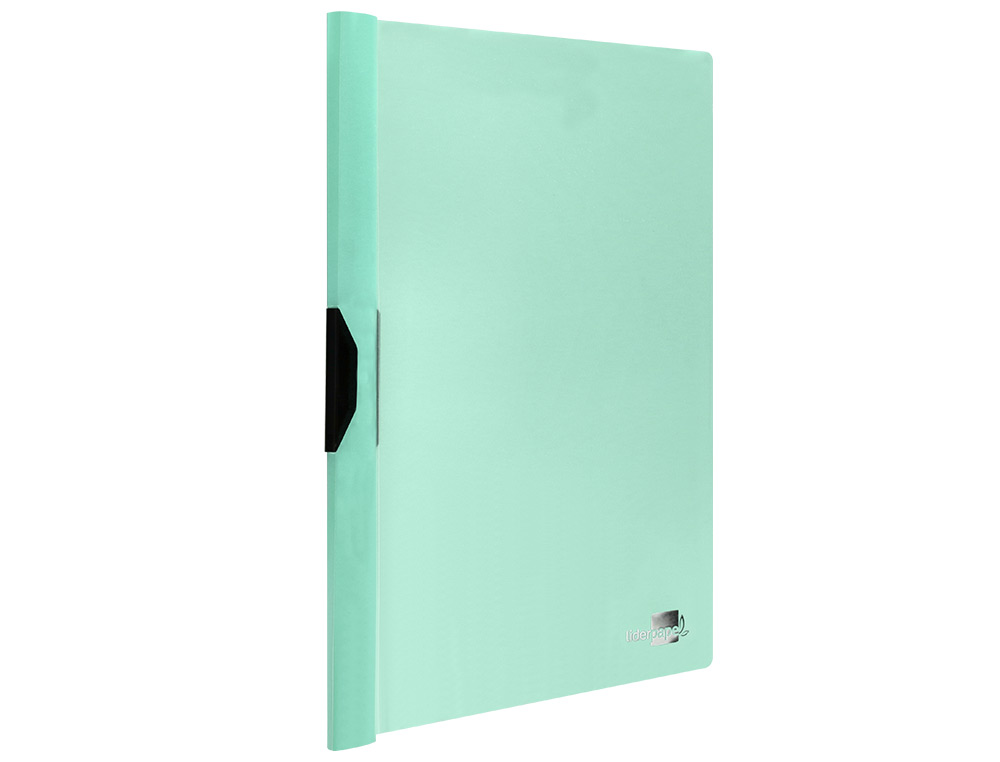 BOLSA DOSSIER LIDERPAPEL COM CLIP LATERAL DIN A4 VERDE MAÇA OPACO 30 FOLHAS