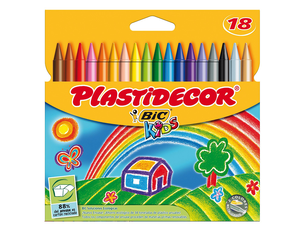 LAPIS DE CERA PLASTIDECOR COM 18 LAPIS