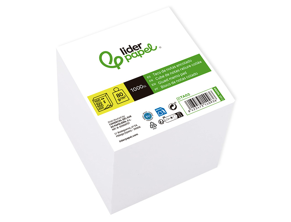 BLOCO NOTAS LIDERPAPEL COLADO 100X100X100