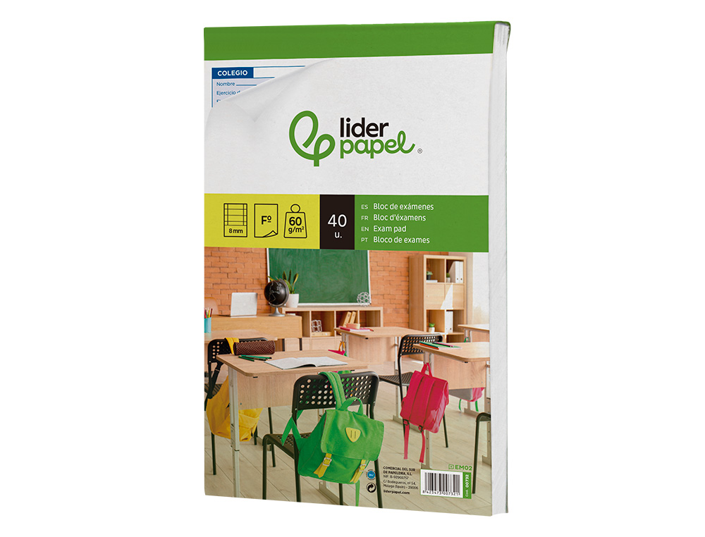BLOCO EXAMES LIDERPAPEL FOLIO 40FLS MILIM.-TEXTO ESPANHOL-