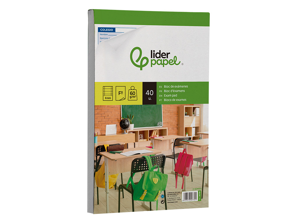 BLOCO EXAMES LIDERPAPEL FOLIO 40FLS MILIM.-TEXTO ESPANHOL-