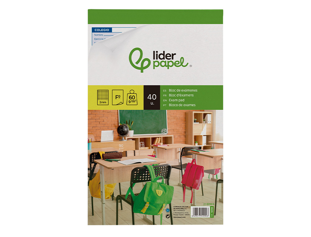 BLOCO EXAMES LIDERPAPEL FOLIO 40FLS MILIM.-TEXTO ESPANHOL-