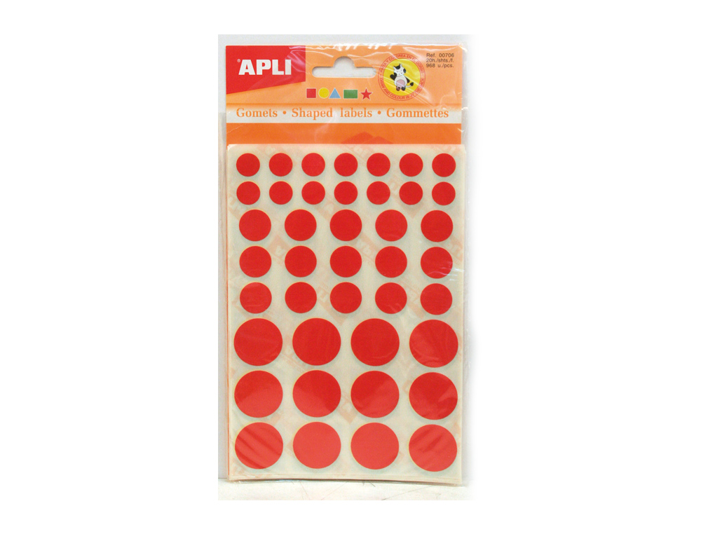 ETIQUETAS APLI FORMA DE FIGURAS SORTIDAS. MODELO 706