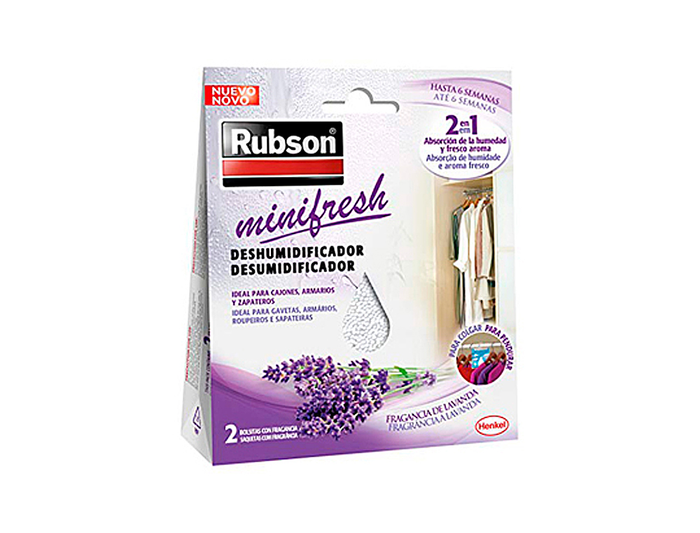 DESUMIDIFICADOR RUBSON MINI FRESH LAVANDA ACAO 2 EM 1 PACK 2 SACOS DE 50 GR