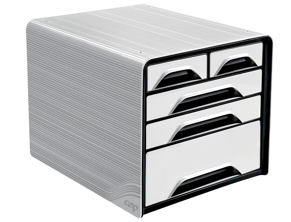 BLOCOS CLASSIFICADORES DE SECRETARIA CEP 5 GAVETAS MISTOS BRANCO/PRETO 360X288X270 MM