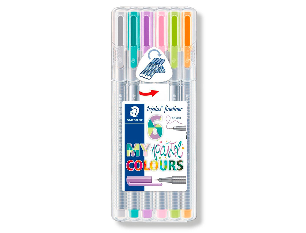 MARCADOR STAEDTLER TRIPLUS FINELINER MY PASTEL ESTOJO DE 6 UNIDADES CORES SORTIDAS