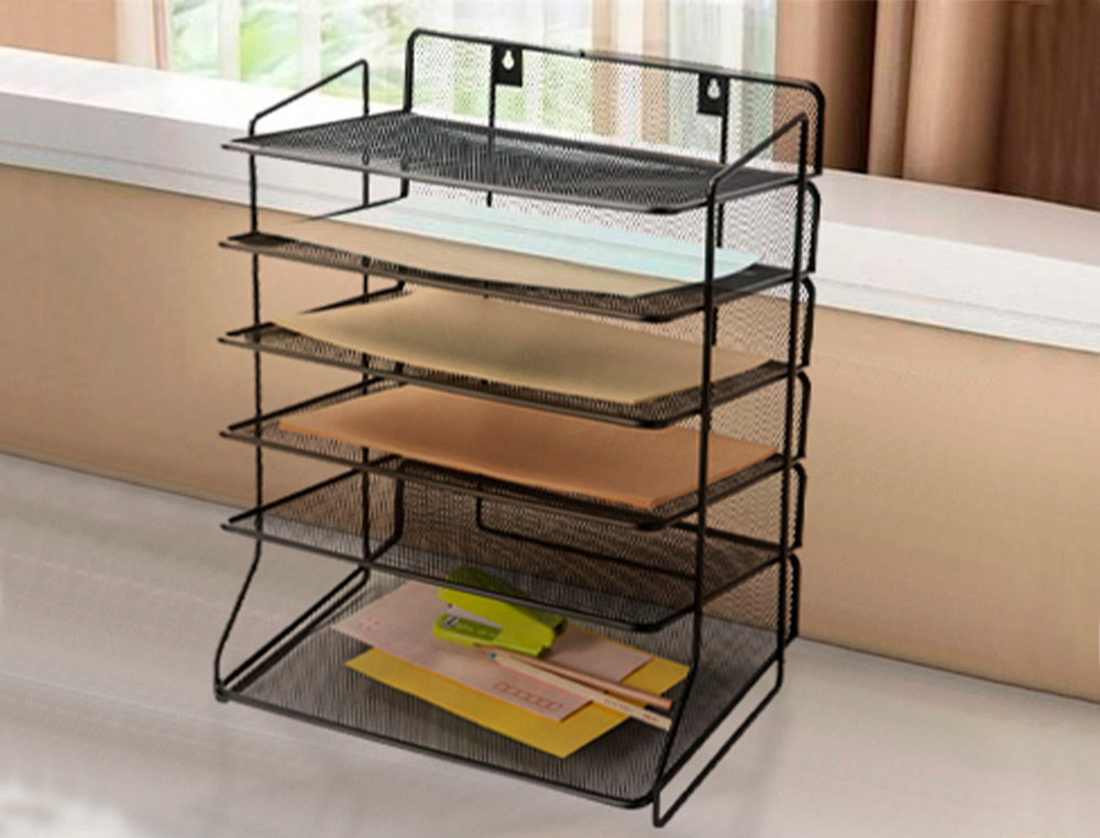 TABULEIRO DE SECRETARIA Q-CONNECT METALICA PRETA 6 BANDEJAS 325X230X390 MM
