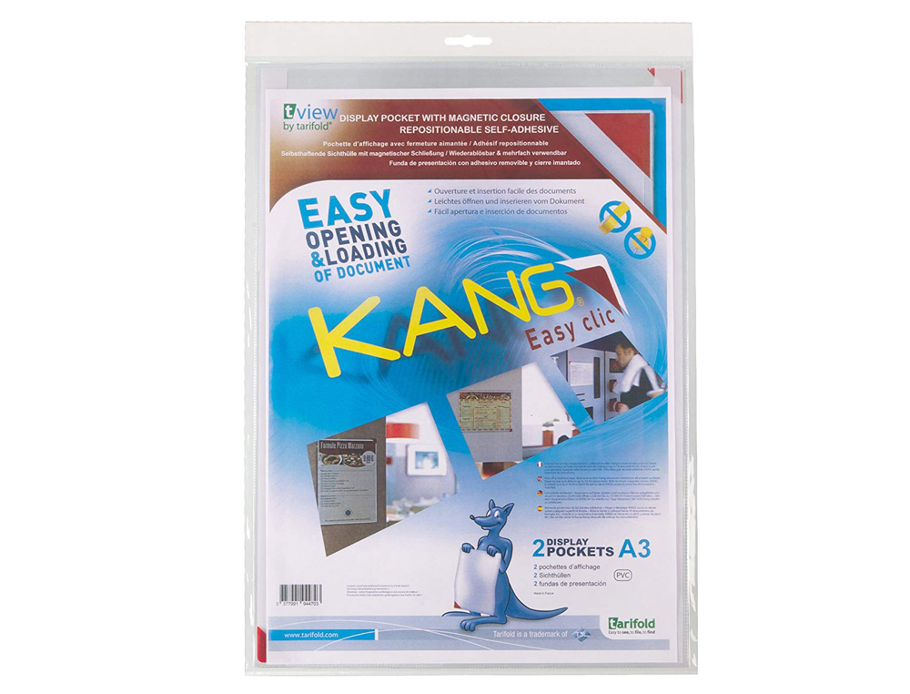 BOLSA DE APRESENTACAO TARIFOLD ADESIVA REMOVIVEL DIN A3 COM ESQUINA MAGNETICA CAPACIDADE PARA 10 FOLHAS PACK DE 2 UNIDAD