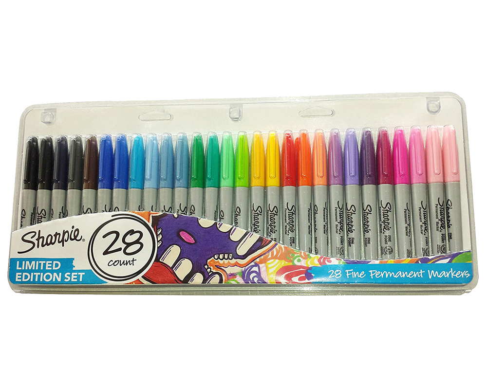 MARCADOR SHARPIE PERMANENTE PONTA FINA CAIXA DE 28 UNIDADES CORES SORTIDAS
