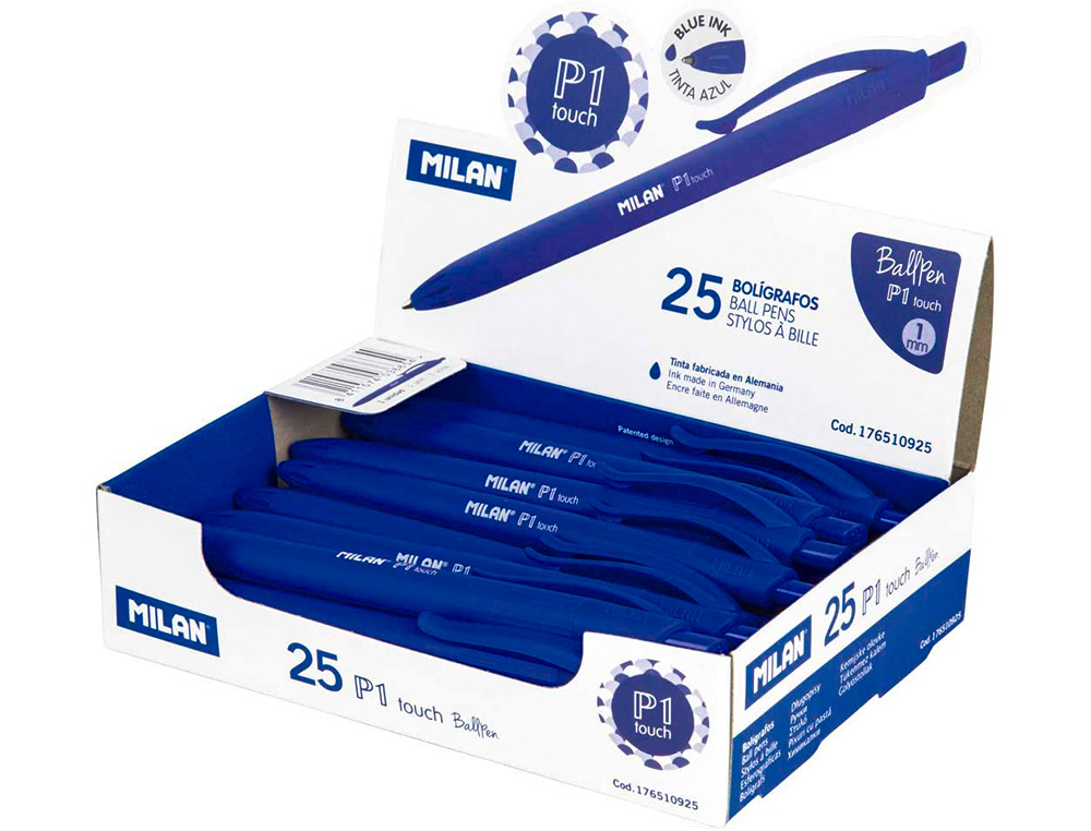 ESFEROGRAFICA MILAN P1 RETRATIL 1 MM TOUCH AZUL