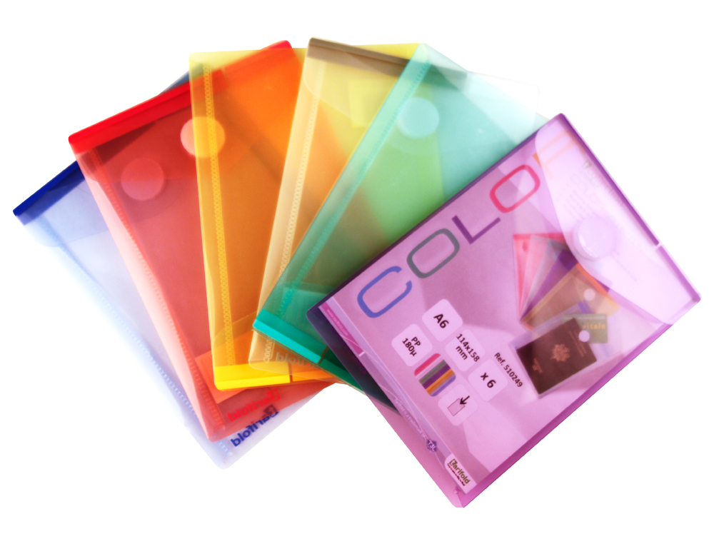 BOLSA PORTA DOCUMENTOS TARIFOLD DIN A6 VERTICAL POLIPROPILENO 200 MICRONS SERIGRAFIADO FECHO DE VELCRO EXPOSITOR DE 60 U