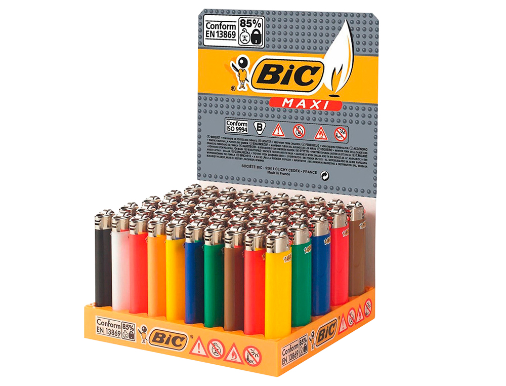 ISQUEIRO BIC MAXI J26 EXPOSITOR DE 50 UNIDADES CORES SORTIDAS