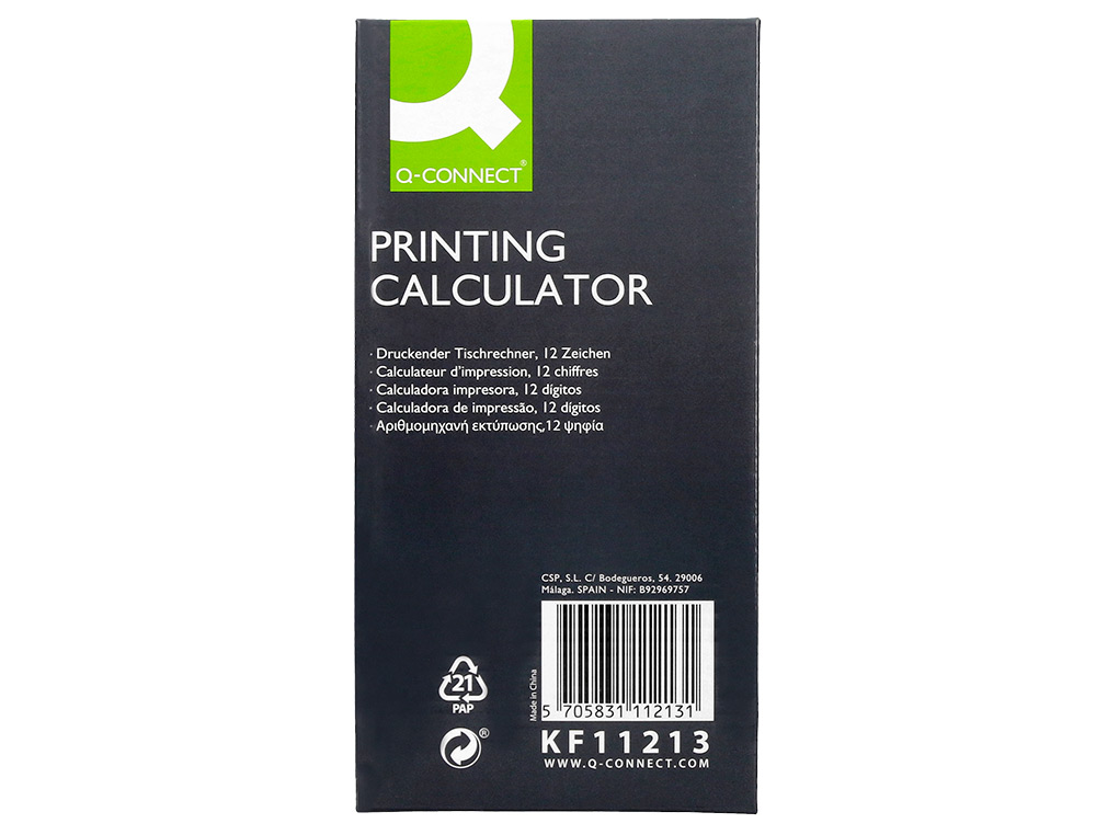 CALCULADORA Q-CONNECT COM IMPRESSAO PAPEL KF11213 12 DIGITOS PRETA