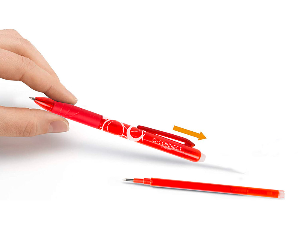 RECARGA ESFEROGRAFICA Q-CONNECT RETRATIL KF11059 APAGAVEL VERMELHO CAIXA DE 3 UNIDADES