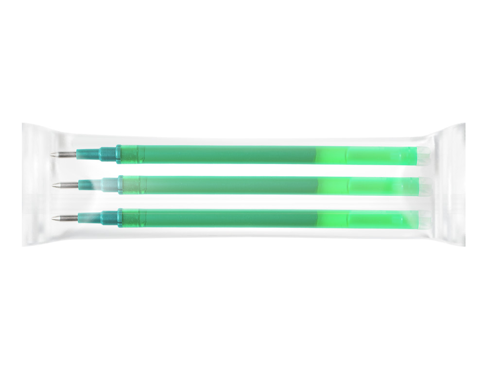 RECARGA ESFEROGRAFICA Q-CONNECT RETRATIL KF11060 APAGAVEL VERDE CAIXA DE 3 UNIDADES