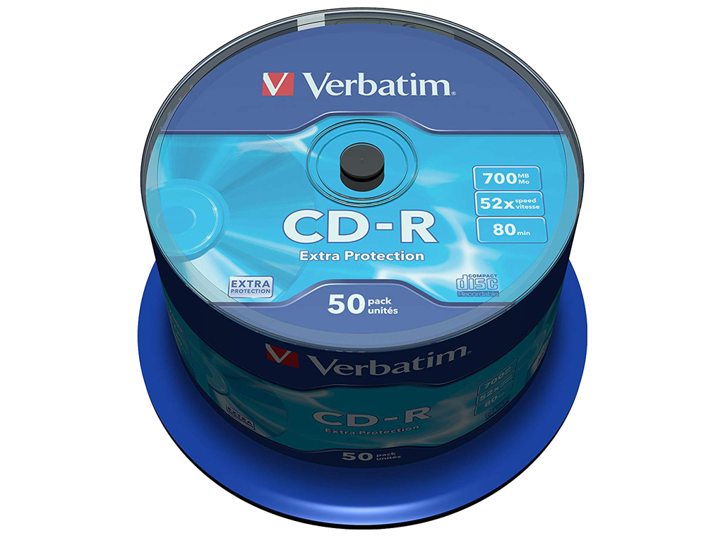 CD-R VERBATIM CAPACIDADE 700MB VELOCIDADE 52X 80 MIN TORRE DE 50 UNIDADES