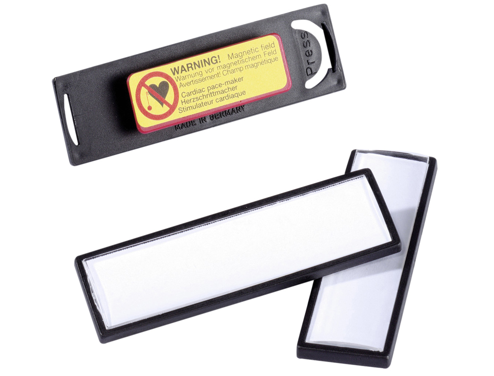 IDENTIFICADOR DURABLE PVC MAGNETICO COM EFEITO LUPA COR PRETA 67X17 MM