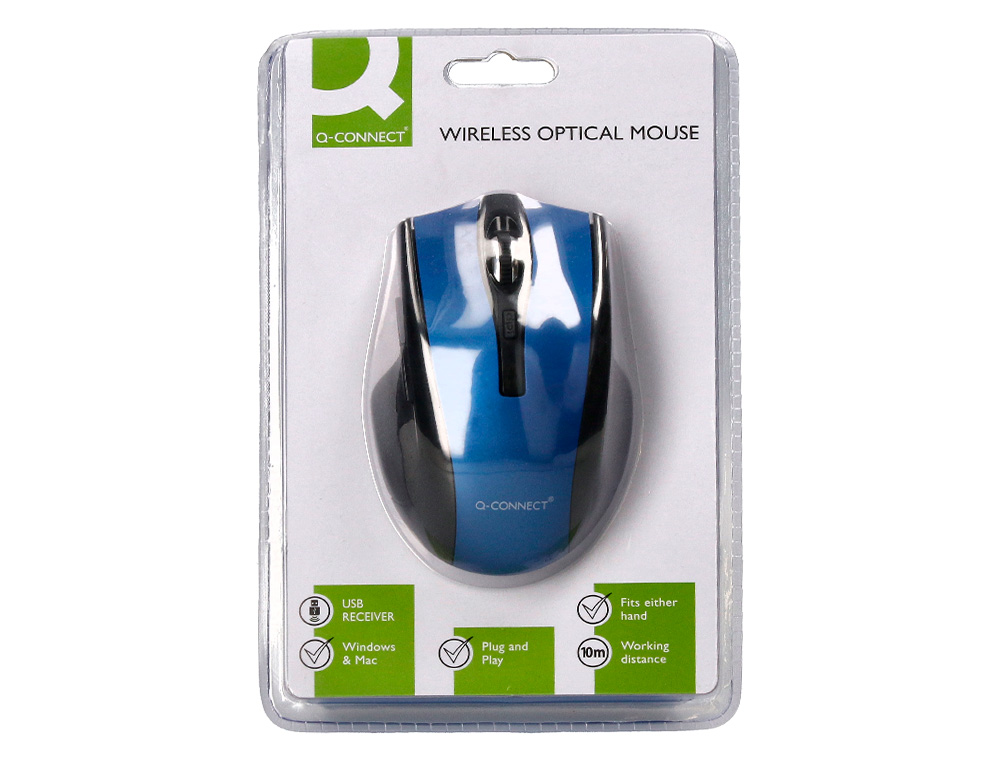 RATO Q-CONNECT OPTICO SEM FIOS 1000 DPI RECETOR USB 2,4 GHZ AZUL
