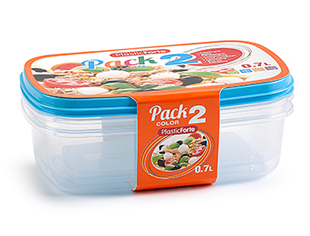 TUPPERWARE PLASTICFORTE TRANSPARENTE TAMPA COR 0,7 LITROS PACK 2 UNIDADES