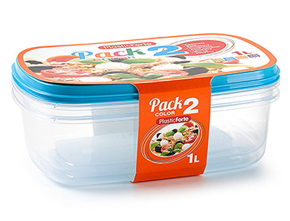 TUPPERWARE PLASTICFORTE TRANSPARENTE TAMPA COR 1 LITROS PACK 2 UNIDADES