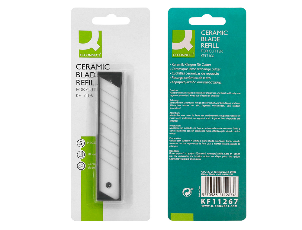 RECARGA Q-CONNECT X-ATO CERAMICA BLISTER DE 5 UNIDADES PARA X-ATO KF17106