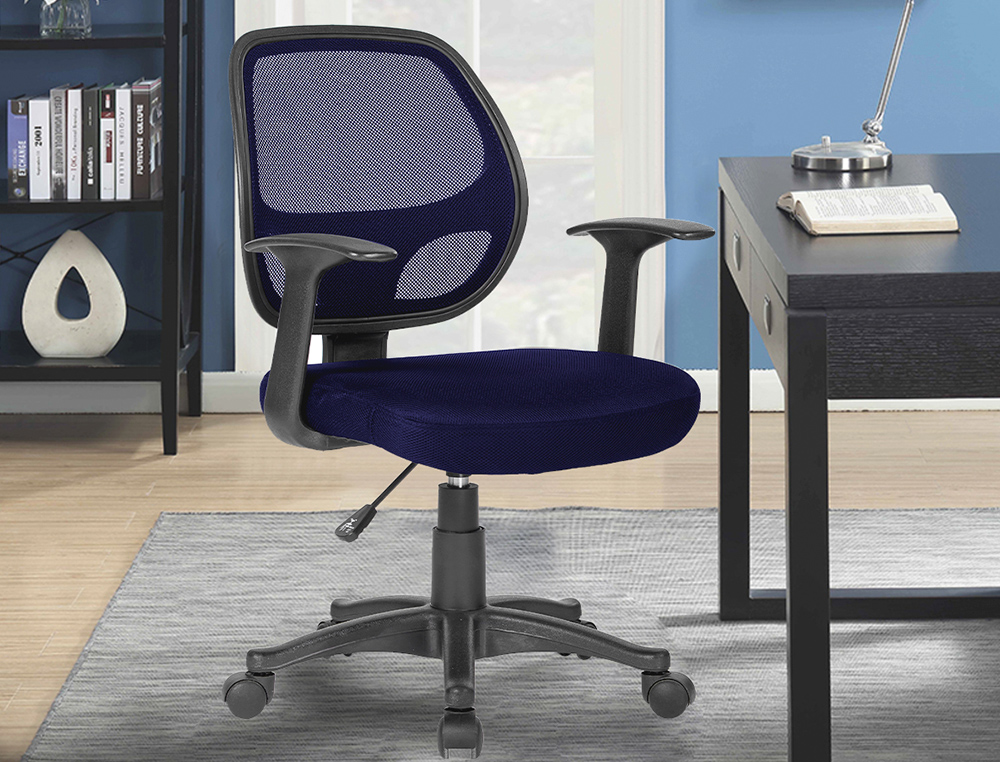 CADEIRA GIRATORIA Q-CONNECT NUORO ENCOSTO MEDIO REGULAVEL EM ALTURA 870+120MM ALT 550MM LARG 590MM PROF 590 MM COR AZUL