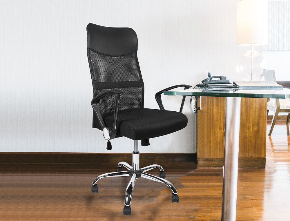 CADEIRA DE DIRECAO Q-CONNECT IMPERIA BASE METAL ENCOSTO ALTO REGULAVEL EM ALTURA 1110+100MM ALTURA PELE E TECIDO PRETO