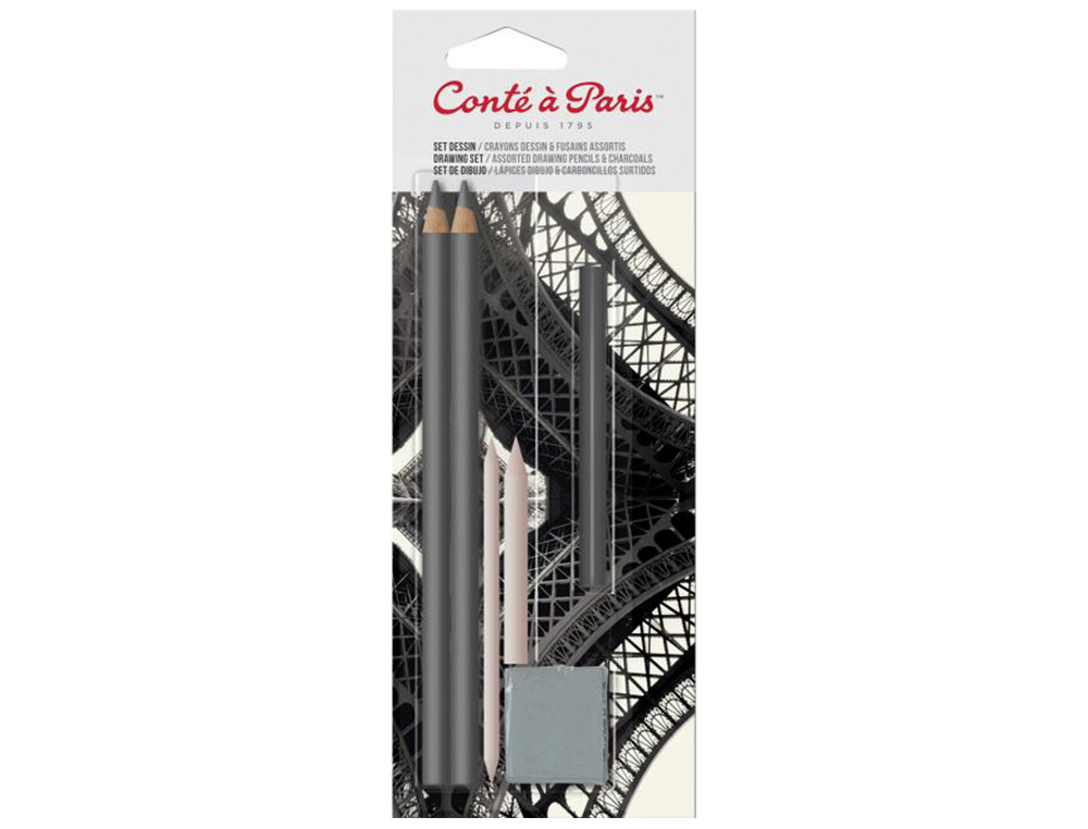 CONJUNTO DE DESENHO CONTE A PARIS BLISTER DE 2 LAPIS 2H/6B + 1 BARRA CARVAO + 2 ESFUMINHOS + 1 BORRACHA