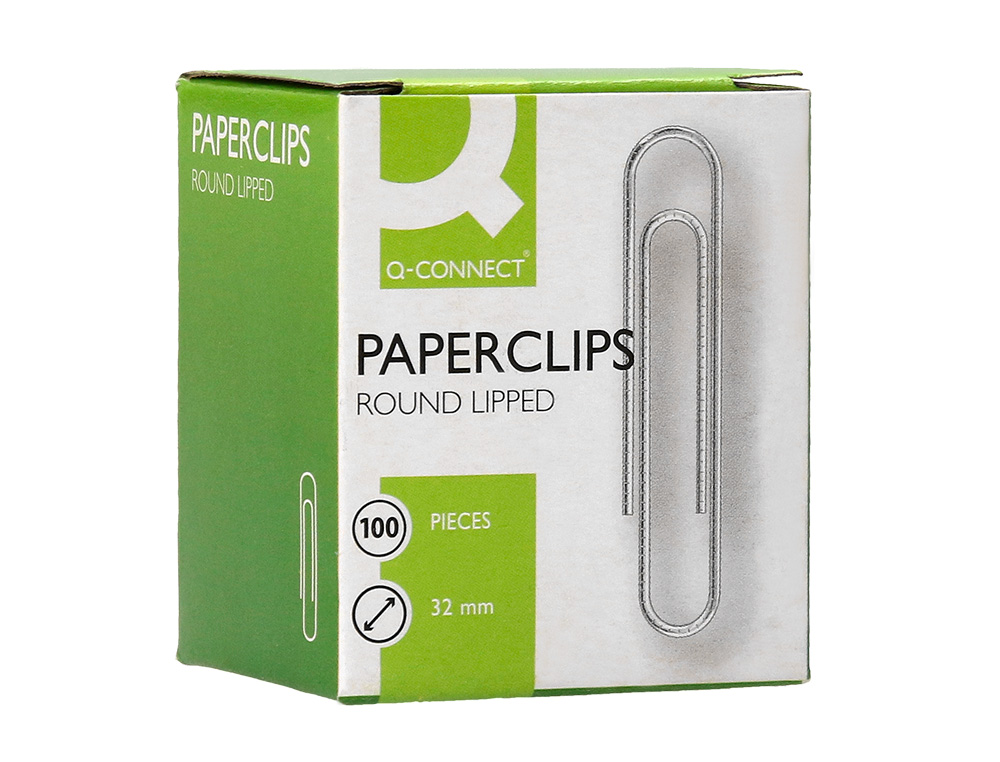 CLIPS NIQUELADOS Q-CONNECT LABIADO - N. 2 - 32 MM CAIXA DE 100 UNIDADES