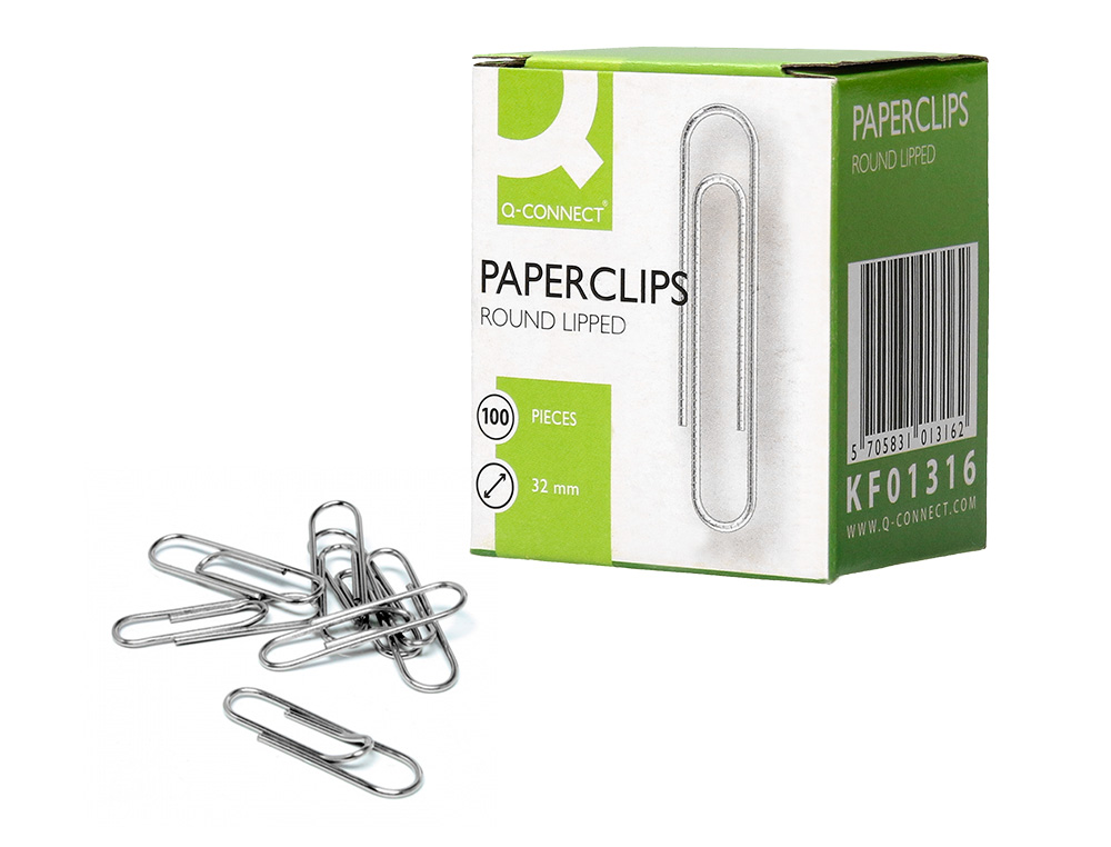CLIPS NIQUELADOS Q-CONNECT LABIADO - N. 2 - 32 MM CAIXA DE 100 UNIDADES
