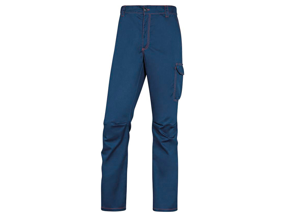 CALCAS DE TRABALHO DELTAPLUS CINTURA ELASTICA 5 ESTOJOS COR AZUL MARINHO / LARANJA TAMANHO XXXL
