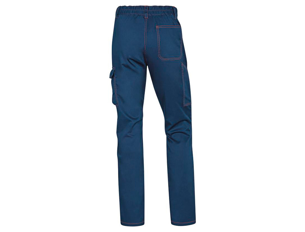 CALCAS DE TRABALHO DELTAPLUS CINTURA ELASTICA 5 ESTOJOS COR AZUL MARINHO / LARANJA TAMANHO XXXL