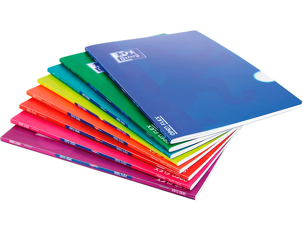 CADERNO AGRAFADO OXFORD OPENFLEX CAPA PLASTICO DIN A4 48 FOLHAS PAUTADO ASIGNATURA NATURAL CORES SORTIDAS